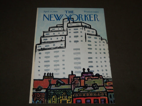 1965 APRIL 24 NEW YORKER MAGAZINE FRONT COVER ONLY - GREAT ART FOR FRAMING