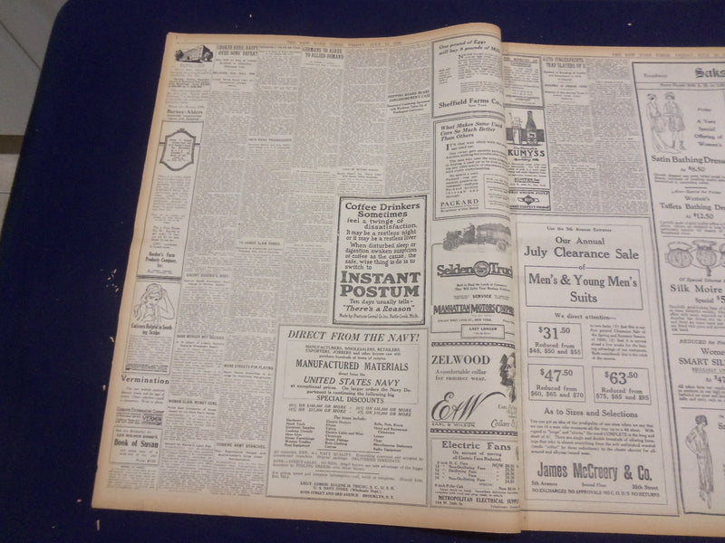 1920 JULY 16 NEW YORK TIMES - RESOLUTE DISABLED, SHAMROCK IV WINS - NT 9331