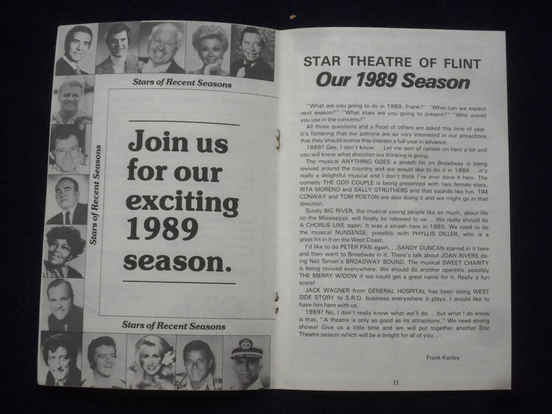 1989 THE DESERT SONG PROGRAM - STAR THEATRE OF FLINT - MANY SIGNATURES - J 9722