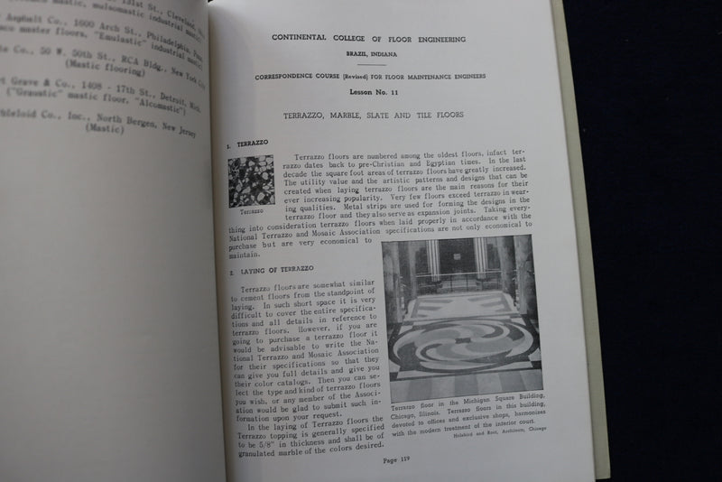 1930'S CONTINENTAL COLLEGE OF FLOOR ENGINEERING COURSE - BRAZIL, INDIANA - K 898