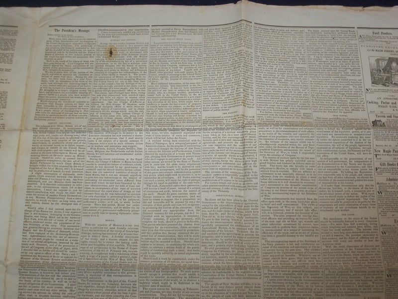 1849 DEC 29 MASSACHUSETTS PLOUGHMAN NEWSPAPER - ZACHARY TAYLOR ADDRESS - NP 5175