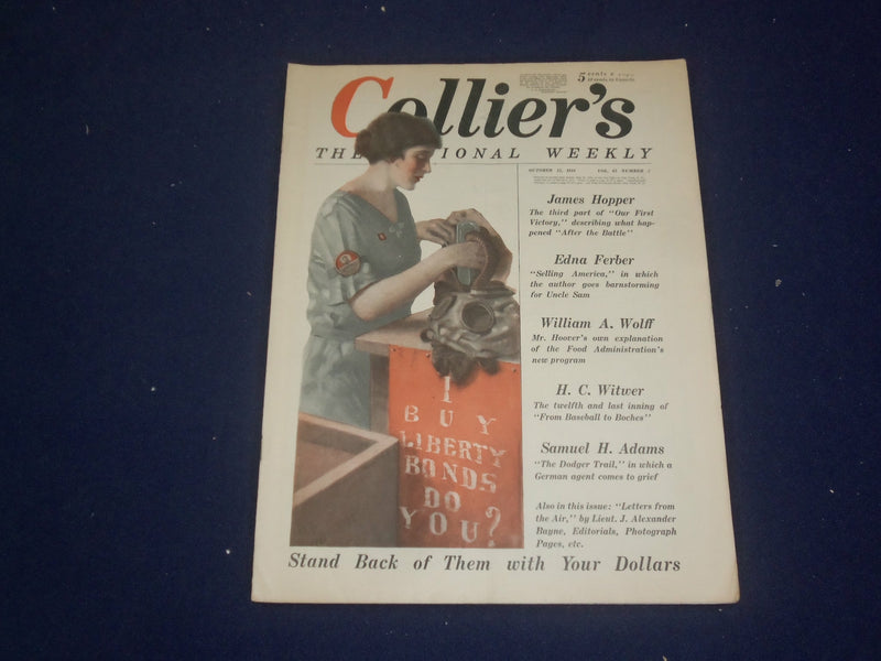 1918 OCTOBER 13 COLLIER'S MAGAZINE - HOOVER TALKS BY WILLIAM A. WOLFF - ST 6746