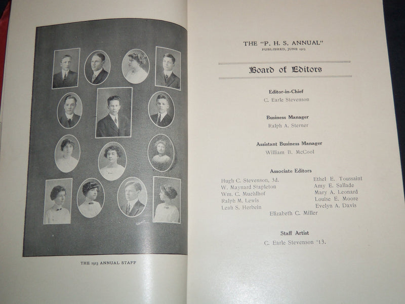 1913 CRIMSON & WHITE POTTSVILLE HIGH SCHOOL YEARBOOK - NICE PHOTOS - J 8183