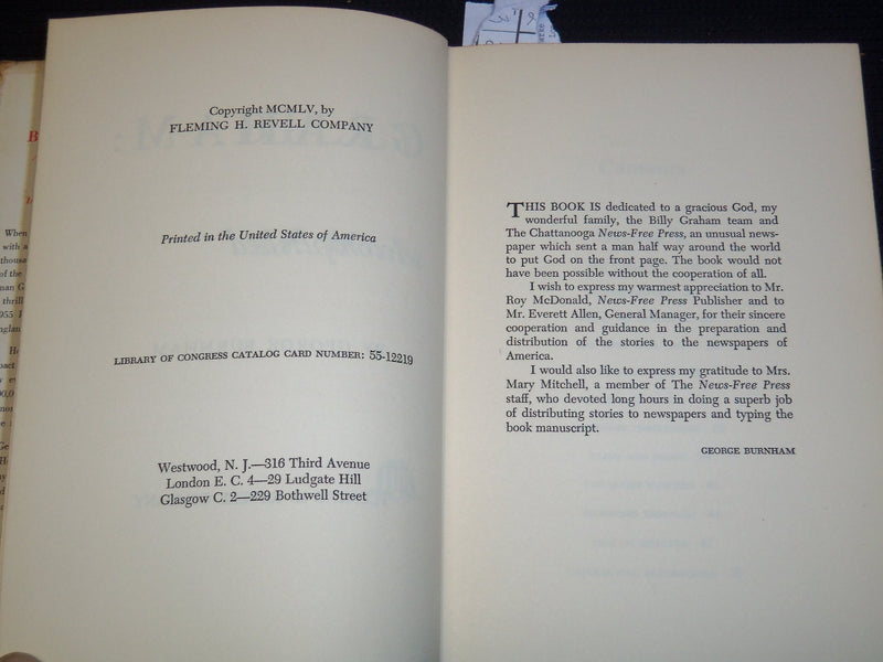 1955 BILLY GRAHAM A MISSION ACCOMPLISHED BOOK BY GEORGE BURNHAM - KD 4144D