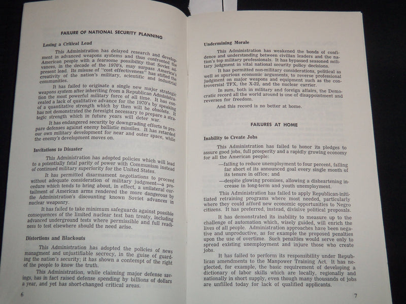 1964 REPUBLICAN PLATFORM FOR THE PEOPLE PAMPHLET - SAN FRANCISCO, CALI - J 8875
