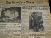 1946 NOVEMBER 24 NEW YORK TIMES - TRUMAN BACK ACTS ON COAL - NT 2720