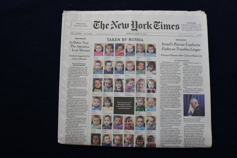2024 JUNE 10 NEW YORK TIMES - BENNY GANTZ QUITS ISRAEL'S EMERGENCY GOVERNMENT
