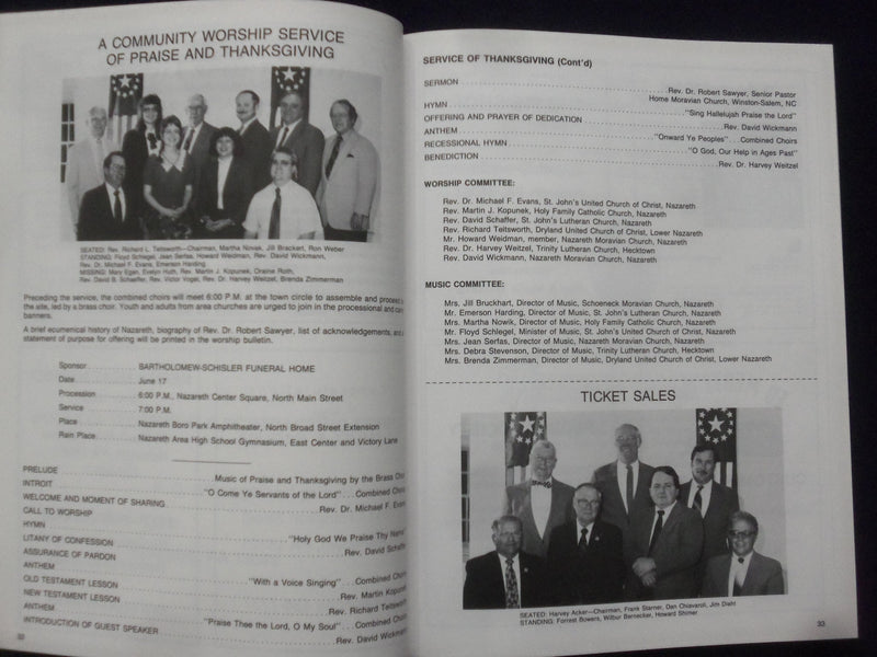 1990 NAZARETH, PA 250TH ANNIVERSARY CELEBRATION SOUVENIR PROGRAM - K 161