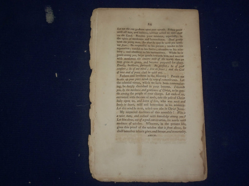 1805 ABIEL HOLMES SERMON AT FIRST CHURCH IN FITCHBURG BY ABIEL HOLMES - J 4596