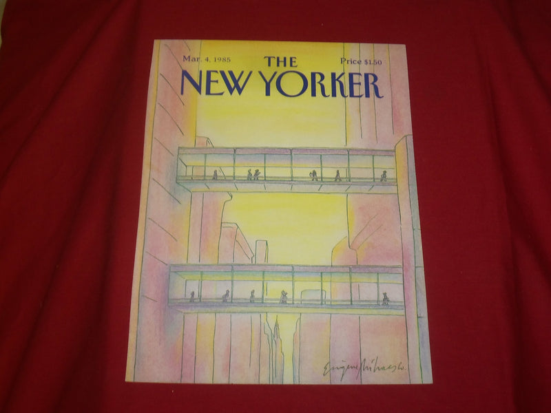 1985 MARCH 4 NEW YORKER MAGAZINE FRONT COVER ONLY - GREAT ART FOR FRAMING