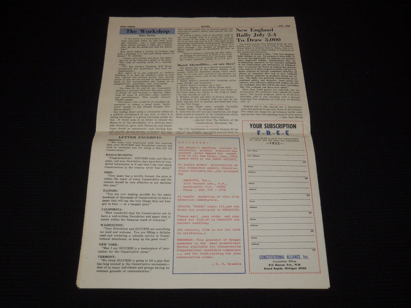 1966 JULY SUCCESS POLITICAL NEWSPAPER - LANSING MICHIGAN - J 9551