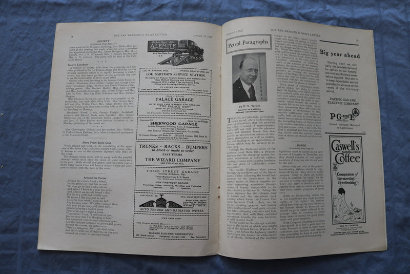 1927 JAN 15 SAN FRANCISCO NEWS LETTER MAGAZINE - RODNEY A. PANTAGES - ST 5509H