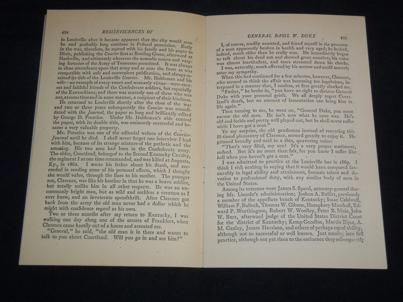1961 OLD LOUISVILLE REPRINT OF 1911 - GENERAL BASIL W. DUKE - J 8778