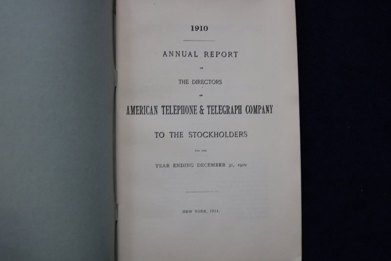 1910 AMERICAN TELEPHONE & TELEGRAPH COMPANY ANNUAL REPORT - K 1477