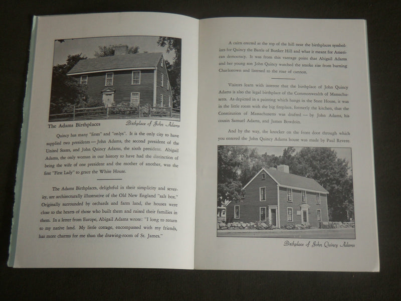 1960 HISTORICAL QUINCY CITY OF PRESIDENTS SOFTCOVER BOOK - J 7108