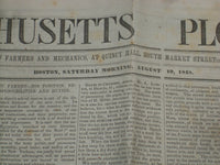 1848 AUGUST 19 MASSACHUSETTS PLOUGHMAN NEWSPAPER - OREGON BILL - NP 5153