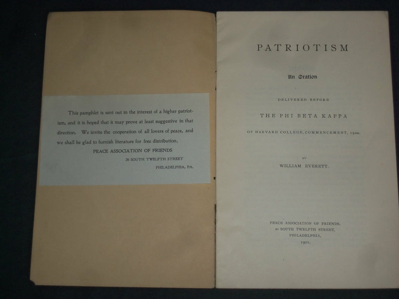 1901 PATRIOTISM ORATION - HARVARD COMMENCEMENT - WILLIAM EVERETT - J 4389