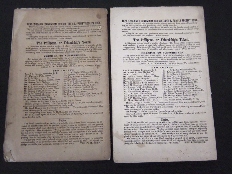 1847 AUG & SEPT THE RURAL GEM MAGAZINE LOT OF 2 - VOLUME 2 ISSUE 2 & 3 - ST 4522