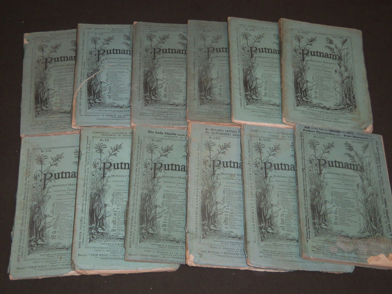 1869 PUTNAM'S MONTHLY MAGAZINE LOT OF 12 ISSUES - GREAT STORIES & ADS - WR 550