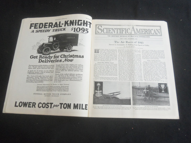 1925 DECEMBER SCIENTIFIC AMERICAN MAGAZINE - THE LAST LAP - B 5535U