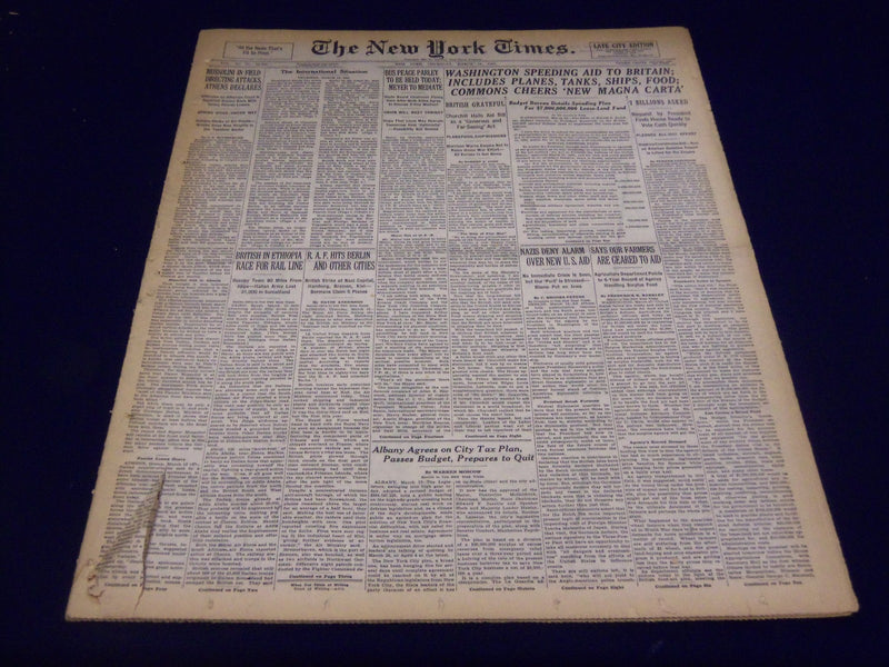 1941 MARCH 13 NEW YORK TIMES - WASHINGTON SPEEDING PLANES - BRITAIN - NT 1136