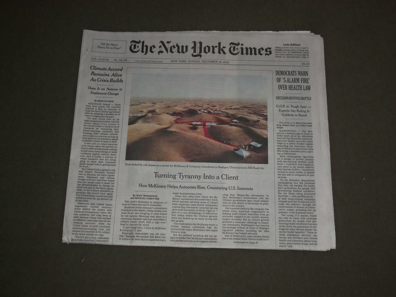 2018 DECEMBER 16 NEW YORK TIMES - DEMS WARN OF '5-ALARM FIRE' OVER HEALTH LAW