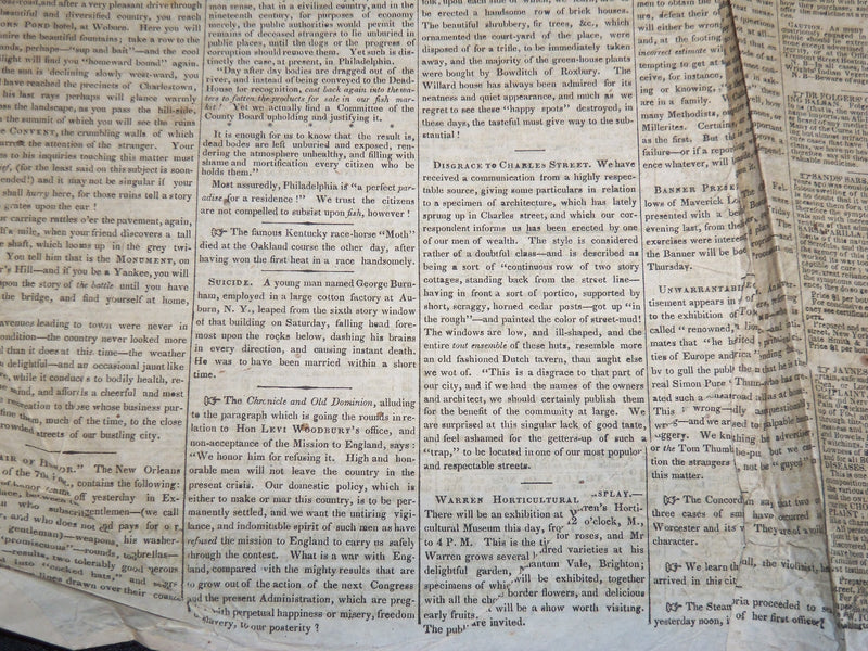 1845 JUNE 17 BOSTON DAILY TIMES NEWESPAPER - TROTTING MATCH CAMBRIDGE - NP 3878V