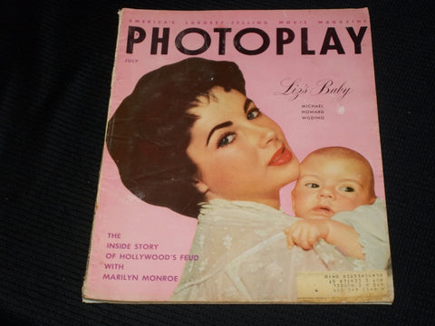 1953 JULY PHOTOPLAY MAGAZINE - ELIZABETH TAYLOR & MICHAEL FRONT COVER - E 1908