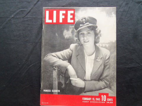 1943 FEBRUARY 15 LIFE MAGAZINE - PRINCESS ELIZABETH - L 326