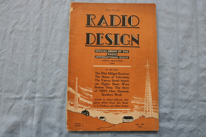 1930 FALL RADIO DESIGN SOFTCOVER HANDBOOK - PILOT MIDGET RECEIVER - K 320