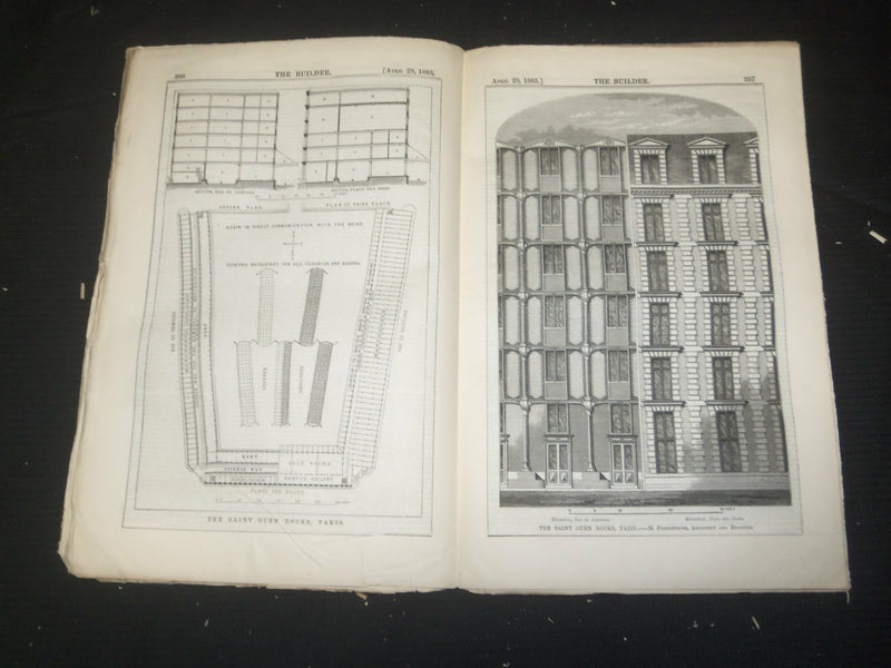 1865 APRIL 29 THE BUILDER ARCHITECT MAGAZINE - ILLUSTRATIONS - ST 415L