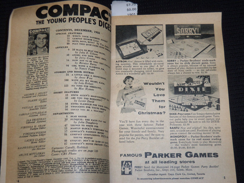 1955 DECEMBER COMPACT YOUNG PEOPLE'S DIGEST MAGAZINE - JULIUS LA ROSA - SP 4862B
