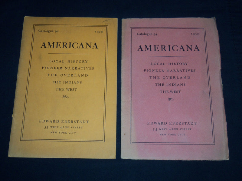 1929-1930 EDWARD EBERSTADT AMERICANA CATALOGUES LOT OF 2 - J 9025