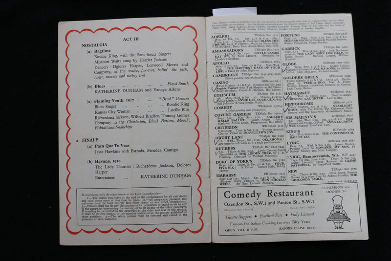 1948 KATHERINE DUHHAM-A CARIBBEAN RHAPSODY PROGRAM -PRINCE WALES THEATRE- K 1839