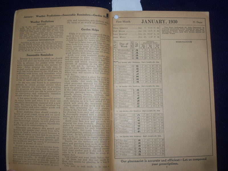 1930 N.A.R.D. ALMANAC SOFTCOVER BOOK - DRUG STORE REFERENCE BOOK - J 9656