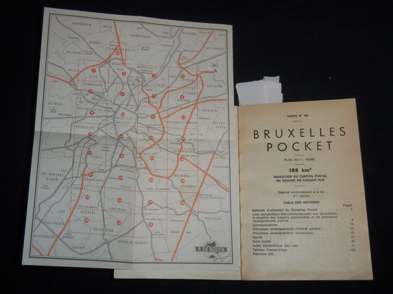 1960'S BRUXELLES POCKET GUIDE - ENGLISH & FRENCH TEXT - 32 MAPS - J 9292