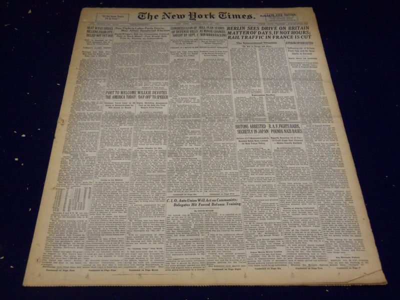 1940 JULY 29 NEW YORK TIMES - RAIL TRAFFIC IN FRANCE IS CUT - NT 2566