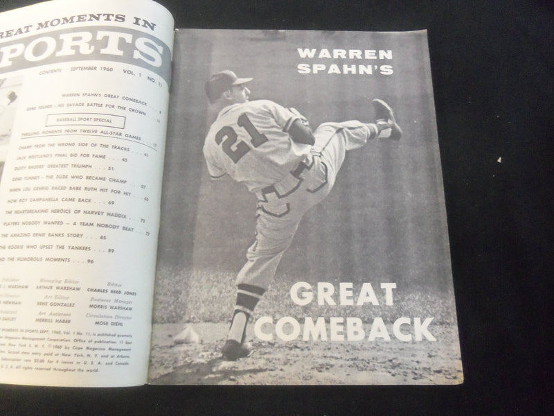 1960 SEPTEMBER GREAT MOMENTS IN SPORTS MAGAZINE - DIMAGGION - GEHRIG - J 7720