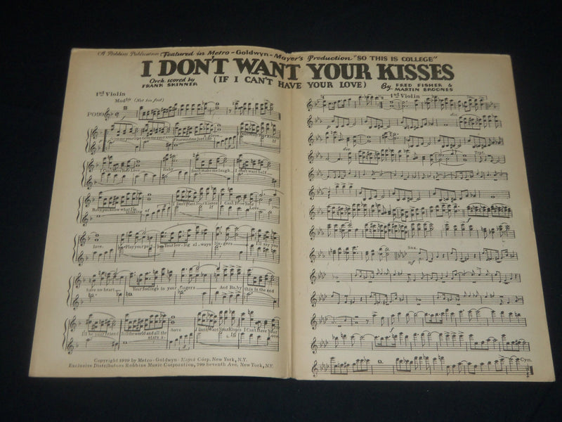 1929 I DON'T WANT YOUR KISSES - SO THIS IS COLLEGE MUSIC FOLIO - J 5663