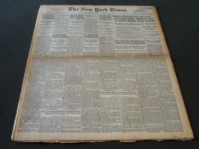 1929 JAN 16 NEW YORK TIMES - METROPOLITAN GETS A FORTUNE IN ART BY WILL- NT 6634