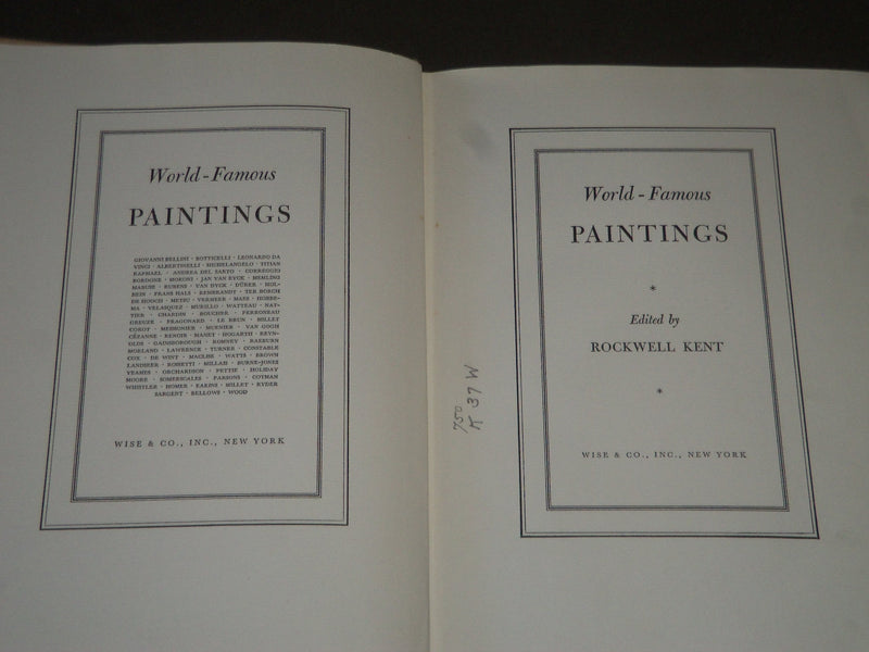 1939 WORLD FAMOUS PAINTINGS EDITED BY ROCKWELL KENT - 100 PLATES - KD 4004