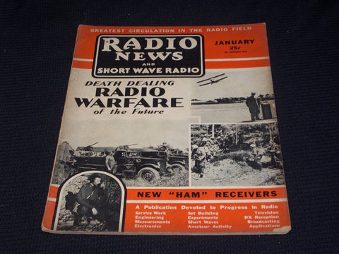1936 JANUARY RADIO NEWS & SHORT WAVE RADIO MAGAZINE - RADIO WARFARE - E 4819