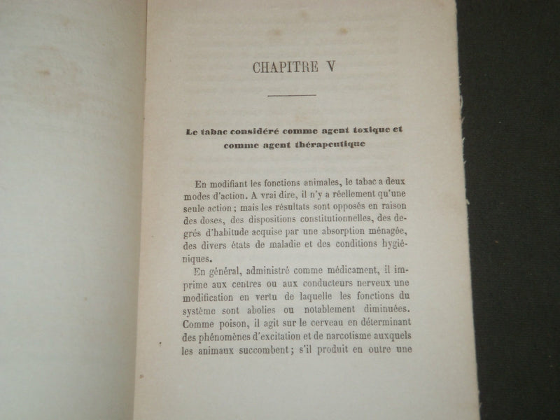 1864 DU TABAC SON INFLUENCE SUR L'HOMME BOOK BY DOCTEUR G. A. HENRIECK - J 4759