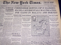 1942 JANUARY 5 NEW YORK TIMES - CORREGIDOR DOWNS 4 OF 21 RAIDERS - NT 1532