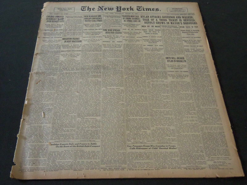 1925 AUGUST 26 NEW YORK TIMES - HYLAN ATTACKS SMITH AND WALKER - NT 5422