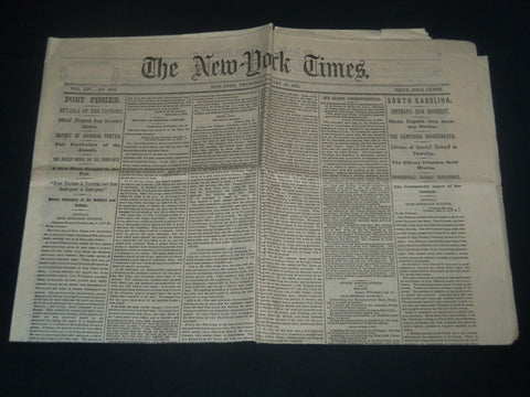 1865 JANUARY 19 NEW YORK TIMES NEWSPAPER - FORT FISHER CAPTURED - NP 3986