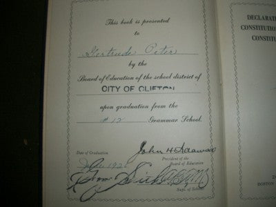 1925 DECLARATION OF INDEPENDENCE & CONSTITUTIONS OF US & NEW JERSEY BOOK- KD 781