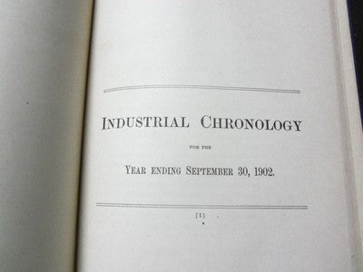 1902 LABOR & INDUSTRIAL CHRONOLOGY BOOK - COMMONWEALTH OF MASSACHUSETTS-KD 1775A