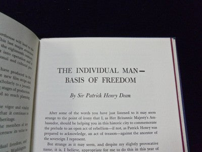 1965 MAY 29 INDIVIDUAL MAN BASIS OF FREEDOM BOOK - BY SIR PATRICK DEAN - KD 727M
