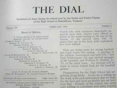 1912 THE DIAL BRATTLEBORO HIGH SCHOOL MAGAZINE LOT OF 5 - GREAT INFO. - O 2340